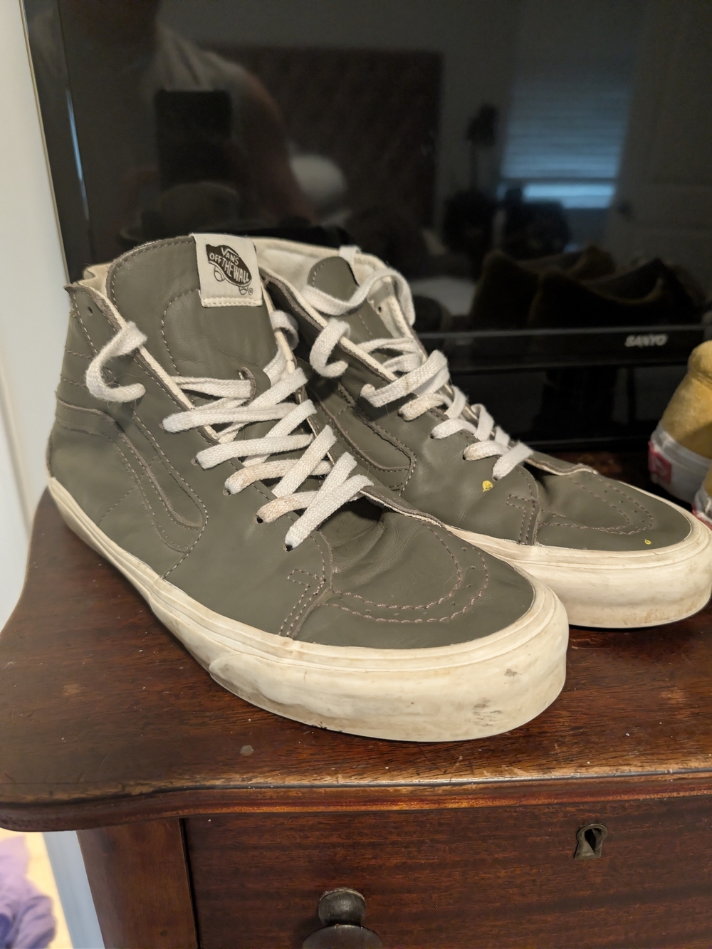 Vans High-Top Sneakers in Olive with White Laces
